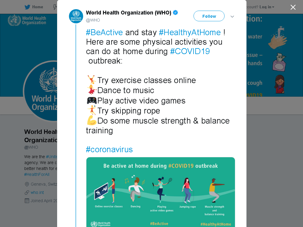 The final category includes tweets with tips for coping mentally and physically during this difficult time.