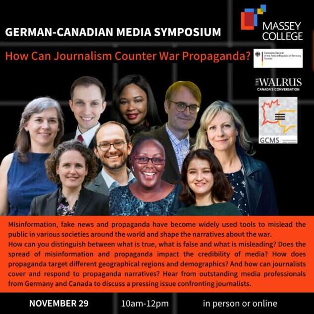 The GCMS was organized by the German Consulate General in Toronto in cooperation with Massey College and the University of Toronto, and provided a platform for media professionals and researchers from Germany and Canada to come together and discuss these critical issues.
