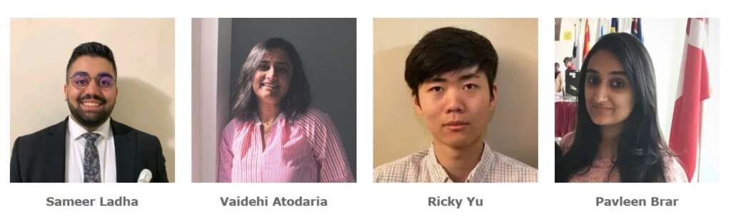 TMU’s M.Sc. Data Science and Analytics program students: Sameer Ladha, Vaidehi Atodaria, Ricky Yu, and Pavleen Brar