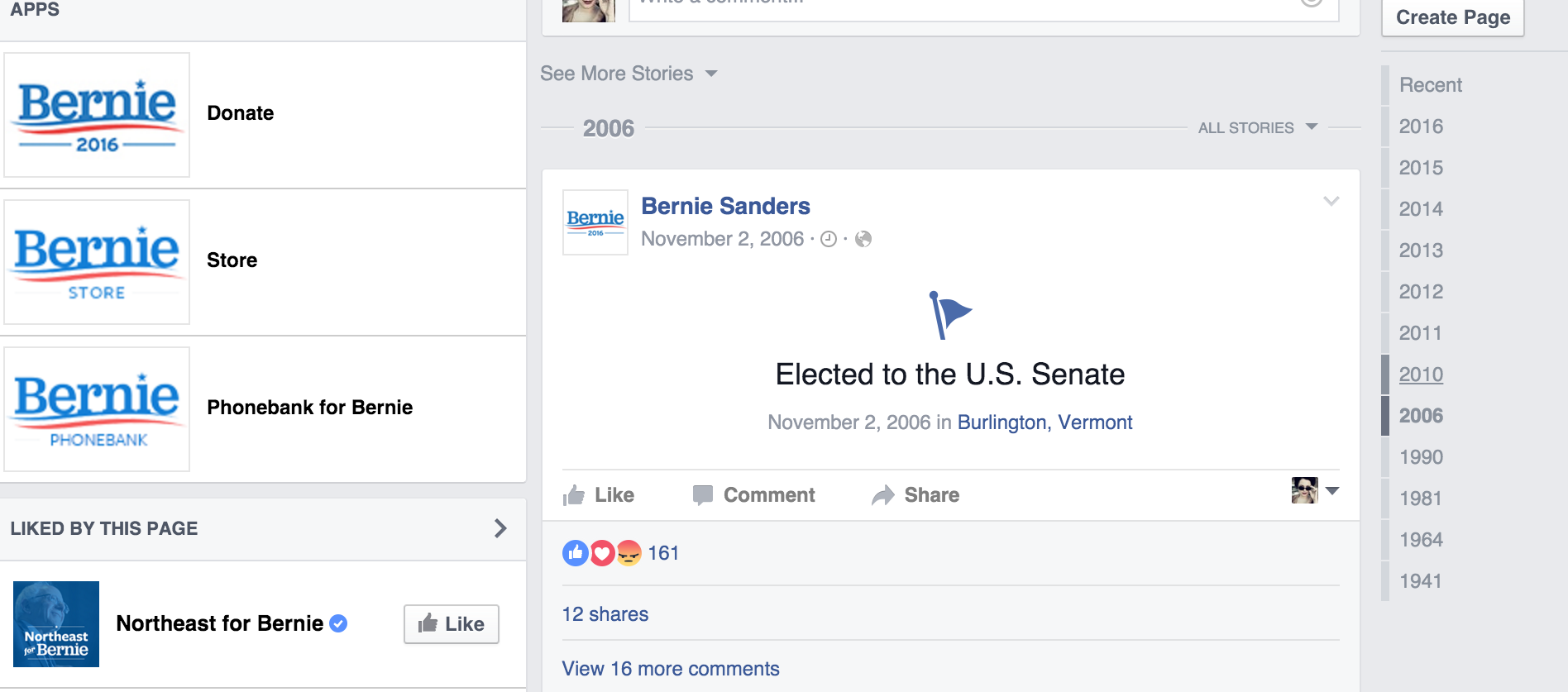 Ex. 1 Use of Facebook Hacks - Bernie Timeline