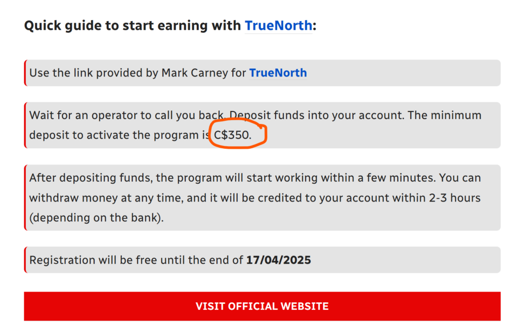 A sample scam ad