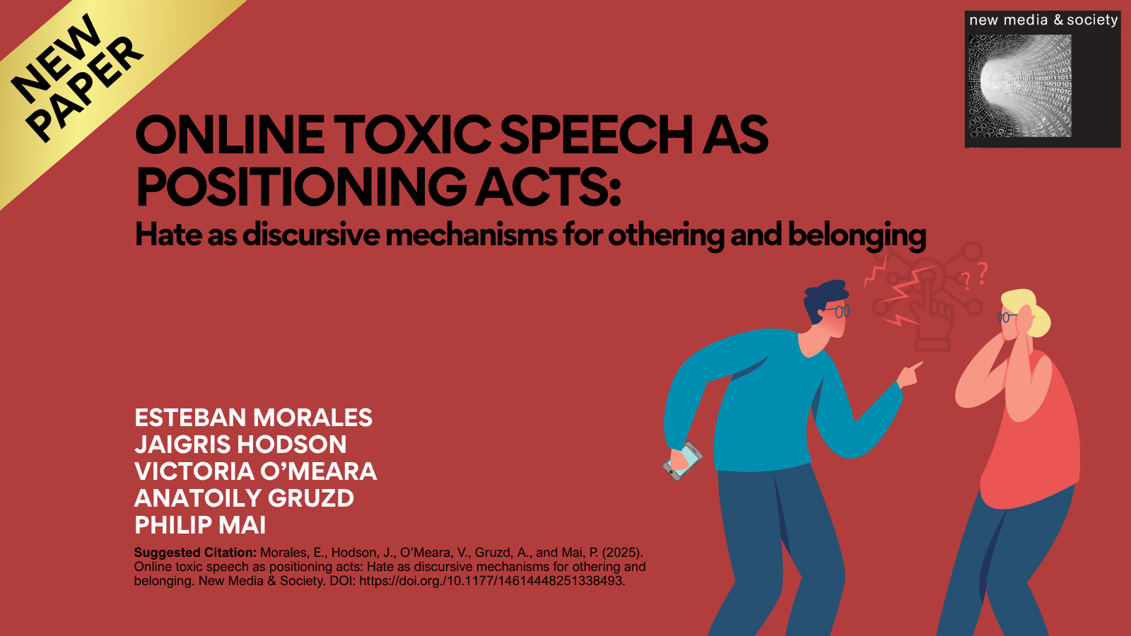 Online toxic speech as positioning acts: Hate as discursive mechanisms for othering and belonging